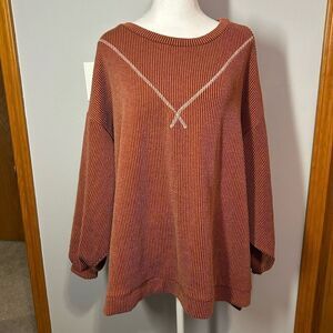 Fantastic‎ Fawn textured oversized rust drop shoulder top size S